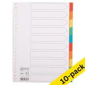 Cardboard tabs (10 white/coloured tabs x10) | A4, 23-hole | 123ink