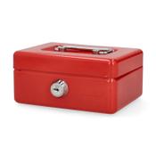 Cash box with coin slot (steel, 12.5 x 9.5 x 6cm) | 123ink | red
