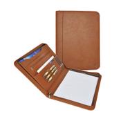 Desq brown A4 writing folder with zipper