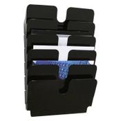 Brochure holder for wall (A4, black) | 6 compartments | Durable Flexiplus | 6-pack