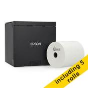 Epson TM-M30III black receipt printer with WiFi, Ethernet and Bluetooth + thermal till rolls (80x80x12mm, 5-pack) image