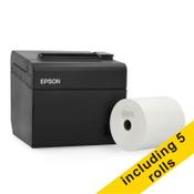 Epson TM-T20III (012) receipt printer with Ethernet bundle with 123ink white thermo cash register roll, 80mm x 80mm x 12mm (5-pack) image