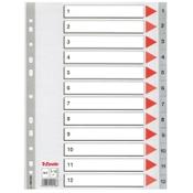 Plastic tabs 1-12 (12 grey tabs) | A4, 11-hole | Esselte image