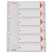 Plastic tabs 1-6 (6 grey tabs) | A4, 11-hole | Esselte