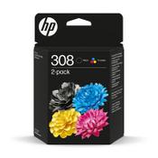 HP 308 (6L6S6UE) black + colour ink cartridge double pack (original HP) image