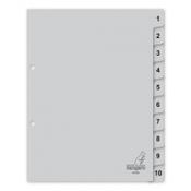 Plastic tabs 1-10 (10 grey tabs) | A5, 2-hole | Kangaro