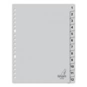 Plastic tabs 1-12 (12 grey tabs) | A5, 17-hole | Kangaro
