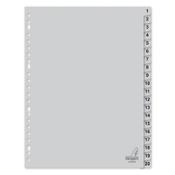 Plastic tabs 1-20 (20 grey tabs) | Extra wide A4+, 23-hole | Kangaro