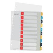 Plastic printable tabs 1-10 (10 white/coloured tabs) | A4, 11-hole | Leitz Cozy