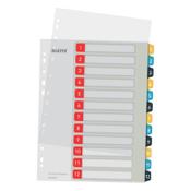 Plastic printable tabs 1-12 (12 white/coloured tabs) | A4, 11-hole | Leitz Cozy