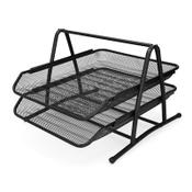 Letter tray with 2 compartments | 123ink black mesh image