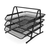 Letter tray with 3 compartments | 123ink black mesh image