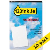 Notepad checkered A5 | 123ink | 100 sheets | 10-pack image