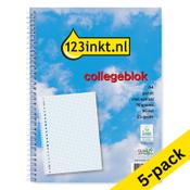 Notepad checkered spiral A4 | 5mm | 123ink | 80 sheets | 5-pack image