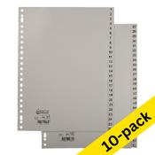 Plastic tabs 1-52 (52 grey tabs) | A4, 23-hole | 123ink | 10-pack