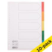 Plastic tabs (5 white/coloured tabs) | A4, 23-hole | 123ink | 10-pack image