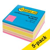 Sticky Note 76 x 76mm | 400 sheets neon pink cube | 123ink | 5-pack image