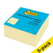 Sticky Note 76 x 76mm | 400 sheets yellow cube | 123ink | 5-pack image
