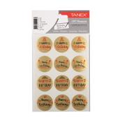 Tanex Happy Birthday gold stickers (2 x 12-pack) image