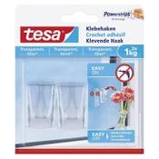 Tesa transparent self-adhesive hook, 1kg (2-pack) image