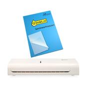 Value pack: A4 laminator | white + A4 laminating pouch 80 micron | glossy | 123ink | 100-pack image