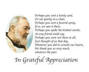 Padre Pio Catholic Irish Memorial Thank You Card image