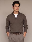 Fynch Hatton 1/4 Zip Knit Chocolate Brown
