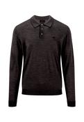 Fynch Hatton KNITTED POLO SHIRT IN WOOL WITH LONG SLEEVES Dark green ￼ image