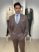 White Lable Tan Slim Fit 3pice suit