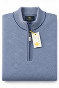 White Label 1/4 Zip Cotton Knit Mid Blue image