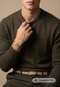 Fynch Hatton Round Neck Cotton Knit cypress Green