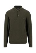 Fynch Hatton Merino wool Knit LS polo Cypress Green