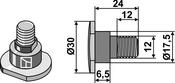 Bolt for rotary mower blades – M12x1,75 – 12.9 (80-3006) image