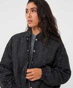 Black Brocade Bomber Jacket image