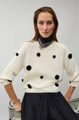 Ivory Sweater with Black Polka Dots image