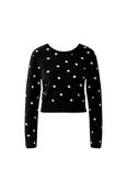 Knit Cardi in Black with Ivory polka Dots