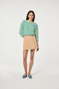 Cream And Green Stripe Top