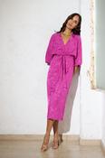 Wrap Front Detail Dress in Magenta