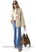 Military style jacket in beige with floral motif