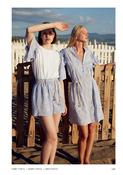 White T-shirt blue sleeve image