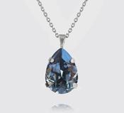 Mini drop necklace in rhodium and denim blue image