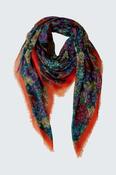 Large scarf with floral gobelin print