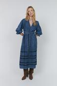 Lightweight denim dress with tone on tone striped detailing image