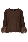 Chocolate brown top with fur cuff image