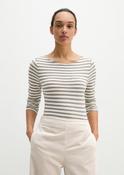 Striped long sleeve top in taupe and stone image