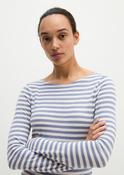 Striped long sleeve top in blue and white image