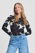 Brown long sleeve top with bovine print image