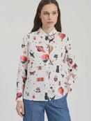 off white shirt with an adventure inspired pattern image