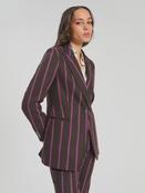 Brown striped wool jacket with stripes in fuschia and blue. image