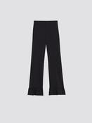 Black straight leg trousers with ruffle at the hem image